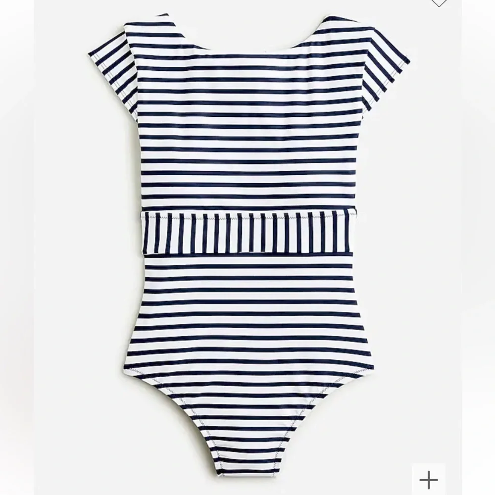 J.Crew Cap-sleeve One Piece Striped Swimsuit